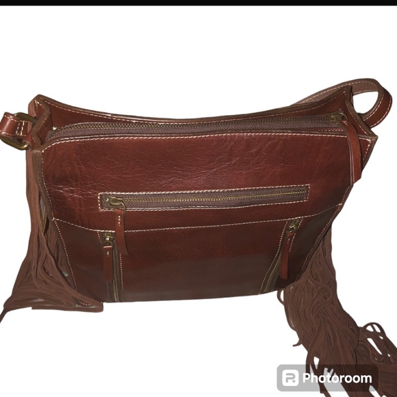NWT Ariat Victoria Collection Messenger / Conceal Carry Bag Brown Leather Fringe - Picture 12 of 15